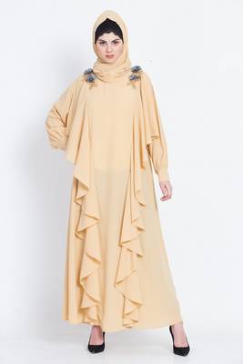 Nazneen Front Long Frill Flowers Party Abaya 1