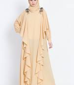 Nazneen Front Long Frill Flowers Party Abaya