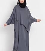 Grey Satin Plain Nursing Abaya