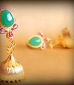 Beautiful Goldplated Uncut Ruby Emerald Jhumkas