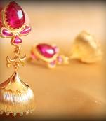 Beautiful Goldplated Uncut Ruby Jhumkas