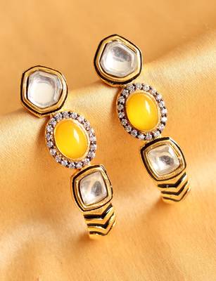 Gorgeous Designer Yellow White Earrings 1