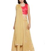 Coral Pink And Gold Chanderi Silk Stitched Lehenga Choli With Dupatta
