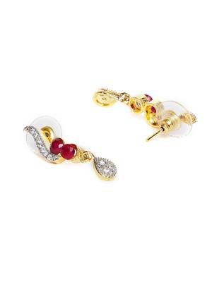 Zerokaata Zircon Embellished Handmade Necklace Set With Red Stones 4