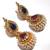 Pink and blue pearl jhumka earring