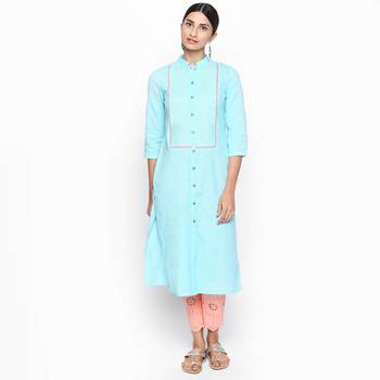 Blue cotton slub kurtas and kurtis 1