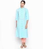 Blue cotton slub kurtas and kurtis