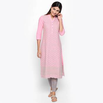 Pink cotton slub kurtas and kurtis 1