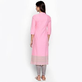 Pink cotton slub kurtas and kurtis 4
