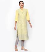 Yellow cotton slub kurtas and kurtis