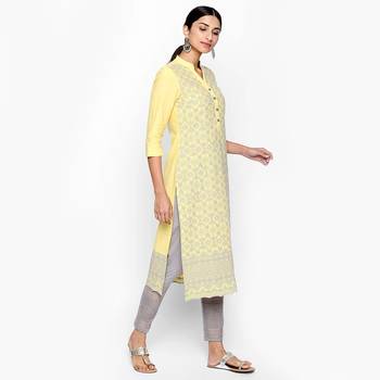 Yellow cotton slub kurtas and kurtis 2