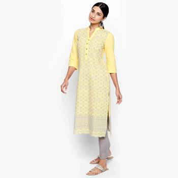 Yellow cotton slub kurtas and kurtis 3