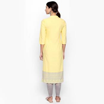 Yellow cotton slub kurtas and kurtis 4