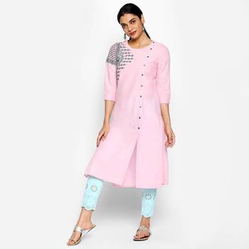 Pink cotton slub kurtas and kurtis 1