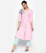 Pink cotton slub kurtas and kurtis