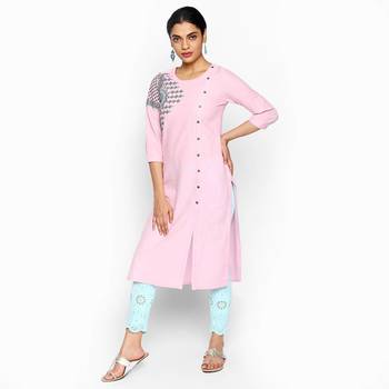 Pink cotton slub kurtas and kurtis 3