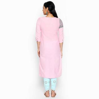 Pink cotton slub kurtas and kurtis 4