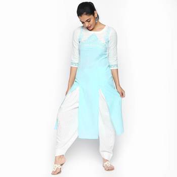 Blue cotton slub kurtas and kurtis 1
