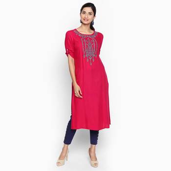 Pink rayon moss kurtas and kurtis 1