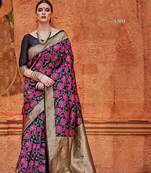 Black Woven Silk Blend Saree With Blouse