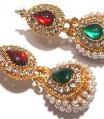 Green and maroon pearl jhumka earring