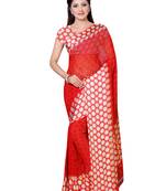 Orange Georgette Georgette Blend Saree With Blouse