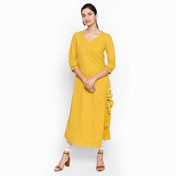 Mustard russian moss crepe kurtas and kurtis 1