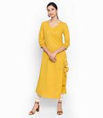 Mustard russian moss crepe kurtas and kurtis