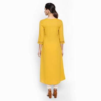 Mustard russian moss crepe kurtas and kurtis 3