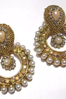 Golden pearl Antic polki earrings