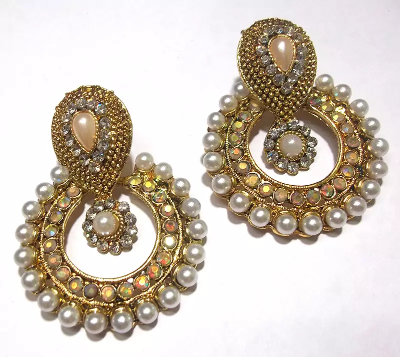 Golden pearl Antic polki earrings