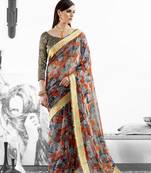 Multi Woven Moss Georgette Saree With Blouse