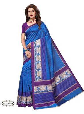 Blue Woven Art Silk Saree With Blouse 1