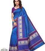 Blue Woven Art Silk Saree With Blouse
