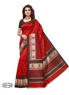Maroon Woven Art Silk Saree With Blouse 1