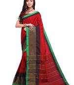 Red Woven Cotton Silk Saree With Blouse