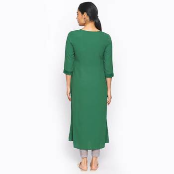 Green russian moss crepe kurtas and kurtis 4
