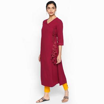 Wine russian moss crepe kurtas and kurtis 3
