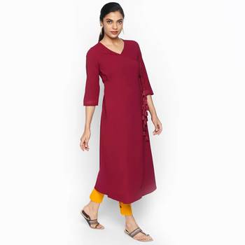 Wine russian moss crepe kurtas and kurtis 4