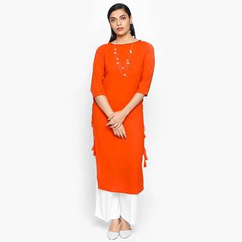 Orange russian moss crepe kurtas and kurtis 1