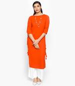 Orange russian moss crepe kurtas and kurtis
