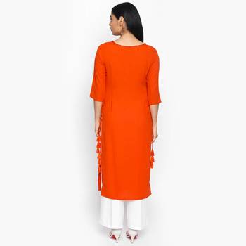 Orange russian moss crepe kurtas and kurtis 4