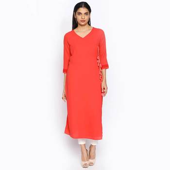 Coral russian moss crepe kurtas and kurtis 1