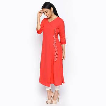 Coral russian moss crepe kurtas and kurtis 2