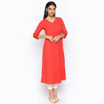 Coral russian moss crepe kurtas and kurtis 3