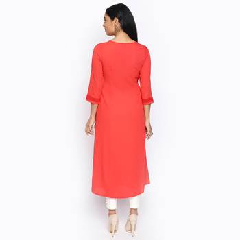 Coral russian moss crepe kurtas and kurtis 4