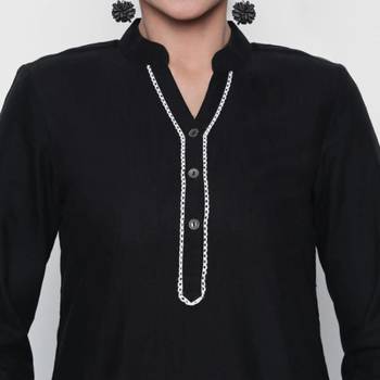 Black cotton slub kurtas and kurtis 4