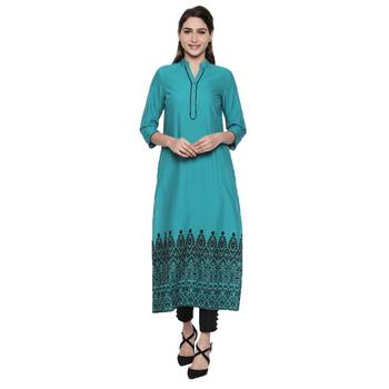 Green cotton slub kurtas and kurtis 1