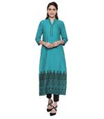 Green cotton slub kurtas and kurtis