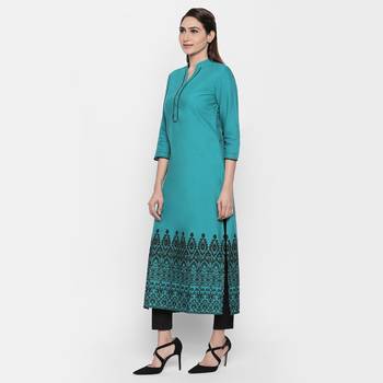 Green cotton slub kurtas and kurtis 2